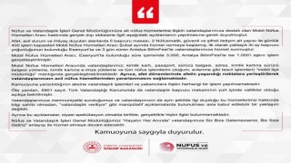 İçişleri Bakanlığından Mobil Nüfus Hizmetleri Aracı hakkında çıkan iddialara yalanlama