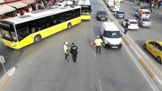 Sultanbeylide bayram öncesi dronlu trafik denetimi