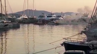 Bodrumda tekne alev alev yandı