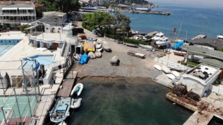 Burgazadada kıyıya toprak dökülerek dolgu yapıldı