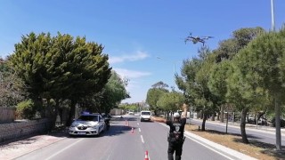 Çeşmede dron destekli trafik denetimi
