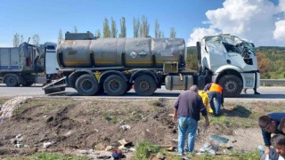 Kimyasal madde yüklü tanker devrildi, korku dolu anlar yaşandı