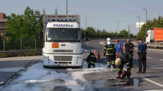 LPG yüklü kamyonun balatasında yangın çıktı, facia son anda önlendi
