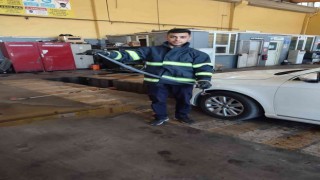 Otomobilin motor bölümüne giren yılanı itfaiye çıkardı