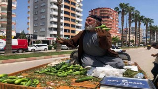 Parası olmayana bedava... Hem hayat dersi verdi hem ucuza salatalık sattı