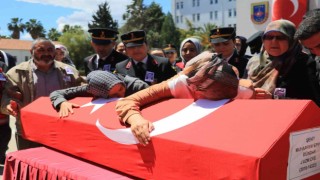 Şehidi annesi ve eşi asker selamıyla uğurladı