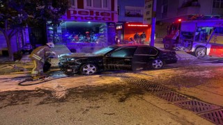 Şişlide bir otomobil alev alev yandı