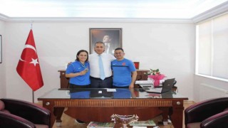 Sökeli milli sporcu Yadigar Talayhan, Kaymakam Güneyle görüştü
