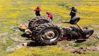 Tarlada çift süren traktör uçuruma yuvarlandı: 1 ölü, 1 yaralı