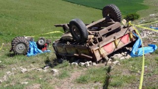 Yozgatta beton parke yüklü traktör devrildi: 1 ölü