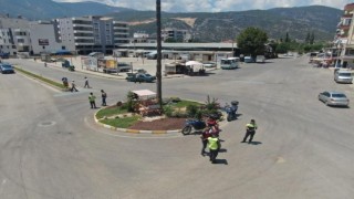 Antalyada dron destekli motosiklet denetimi