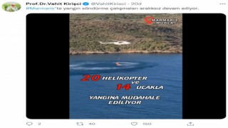 Bakan Kirişci: “Marmariste yangın söndürme çalışmaları aralıksız devam ediyor”