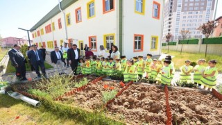 Çocuklar, atalık tohumdan elde edilen fideleri toprakla buluşturdu