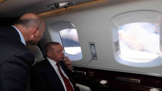 Cumhurbaşkanı Recep Tayyip Erdoğan, Marmaristeki yangın bölgesinde havadan incelemelerde bulundu.