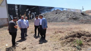 Ekinci yangın çıkan enerji santralinde incelemelerde bulundu