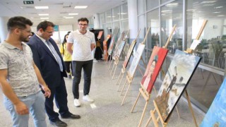 Genç kursiyerlerin tabloları sergilendi