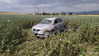 Haşhaş tarlasına devrilen otomobilin sürücüsü yaralandı