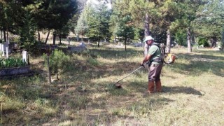 Hisarcık mezarlığında yabani ot temizliği