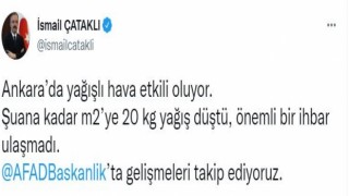 İçişleri Bakan Yardımcısı Çataklıdan Ankaradaki sağanak ile ilgili açıklama