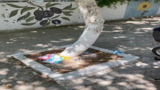 Mezitli Örgülü Sokaktaki örgüler ve resimler tahrip edildi