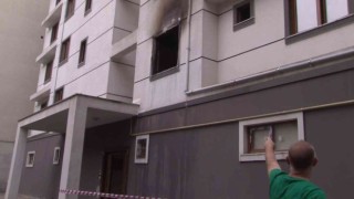 Pendikte 5 katlı apartman dairesinin yandığı anlar kamerada