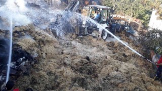 Saman balyalarında çıkan yangında iki ev zarar gördü