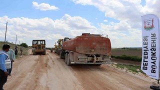 Şanlıurfada stabilize yol çalışması