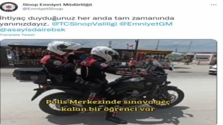 Sinopta polisler sınava geç kalan öğrenciyi yetiştirdi
