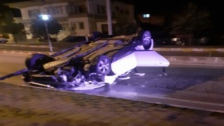 Tavşanlıda bir otomobil takla attı: 1 yaralı