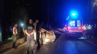 Yayaya çarpmamak için yaptığı manevra ile takla attı