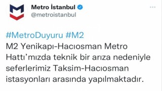 Yenikapı-Hacıosman metro hattında seferler teknik arıza sebebiyle aksadı