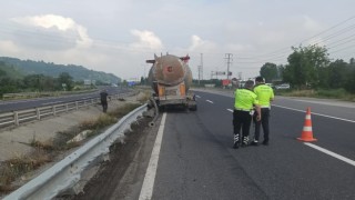 Yokuş aşağı inen tankerin freni patladı