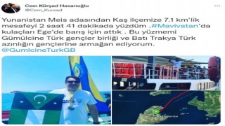 Yunanistandan Türkiyeye yüzerek geçti