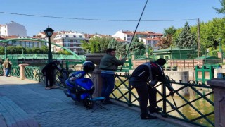 Amatör balıkçılar pazar sabahını Porsuk kenarında geçirdi