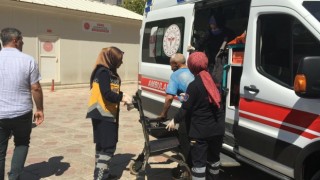 Anız yangınında dumandan etkilenen çiftçi hastaneye kaldırıldı