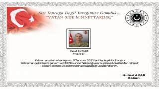 Bakan Akardan şehit asker için taziye mesajı