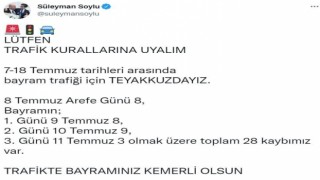 Bakan Soylu, arefe ve bayramın ilk 3 gününde trafikte 28 can kaybının yaşandığını duyurdu