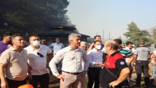 Başkan Oktay ve ekibi yangın bölgesinde yer aldı