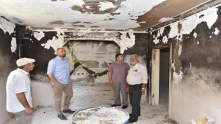 Başkan Togardan yangında evi hasar gören aileye destek