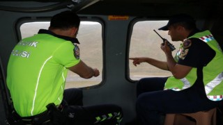 Bayramda helikopterli trafik denetimi