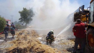 Çanakkalede 20 ton saman küle döndü