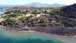 Çeşmede yanan alan havadan görüntülendi
