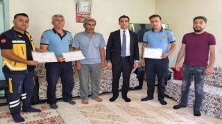 Çiftçinin hayatını kurtaran ekiplere ödül verildi