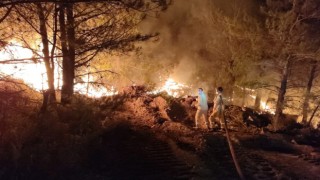 Datçadaki orman yangınında çalışmalar gece de devam ediyor