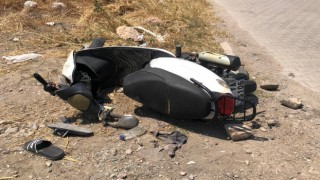 Devrilen motosikletin sürücüsü ağır yaralandı