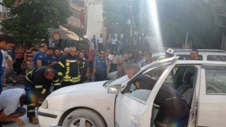 Esnaf, güvenlik görevlisi, polis el ele verdi, otomobildeki yangın söndürüldü
