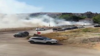 Kurumuş otluk alanda korkutan yangın