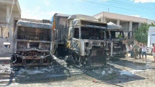 Mardin Galericiler Sitesinde çıkan yangında 2 tır, 1 kamyon yandı, 3 kişi yaralandı