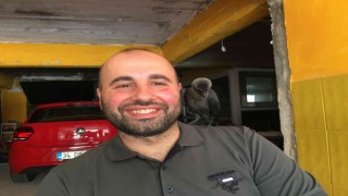 Otopark işletmecisinin karga ile dostluğu görenleri şaşırtıyor