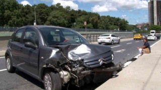 (ÖZEL) Sarıyerde otomobiller çarpıştı: 2 yaralı